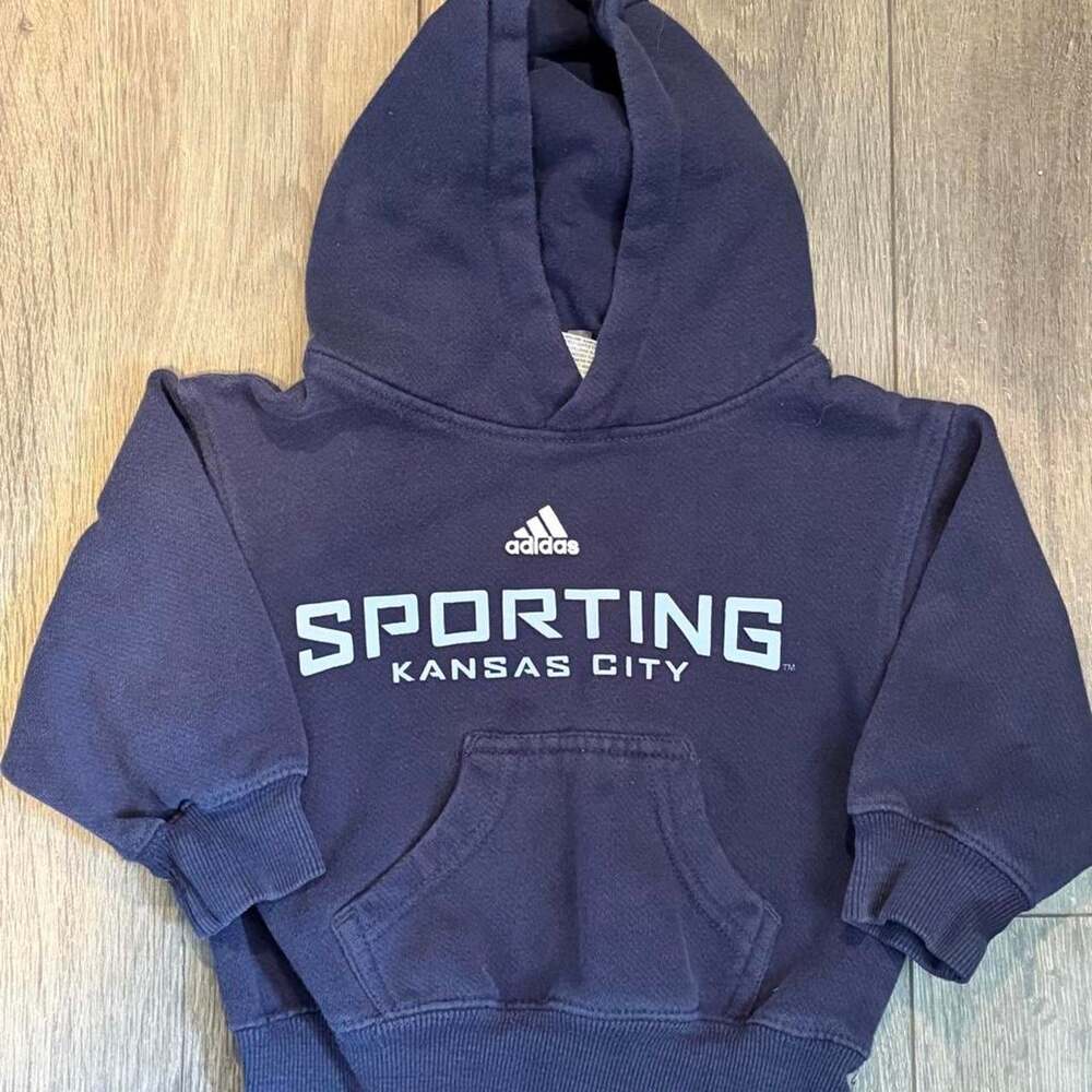 Adidas Kids' Navy and Blue Hoodie